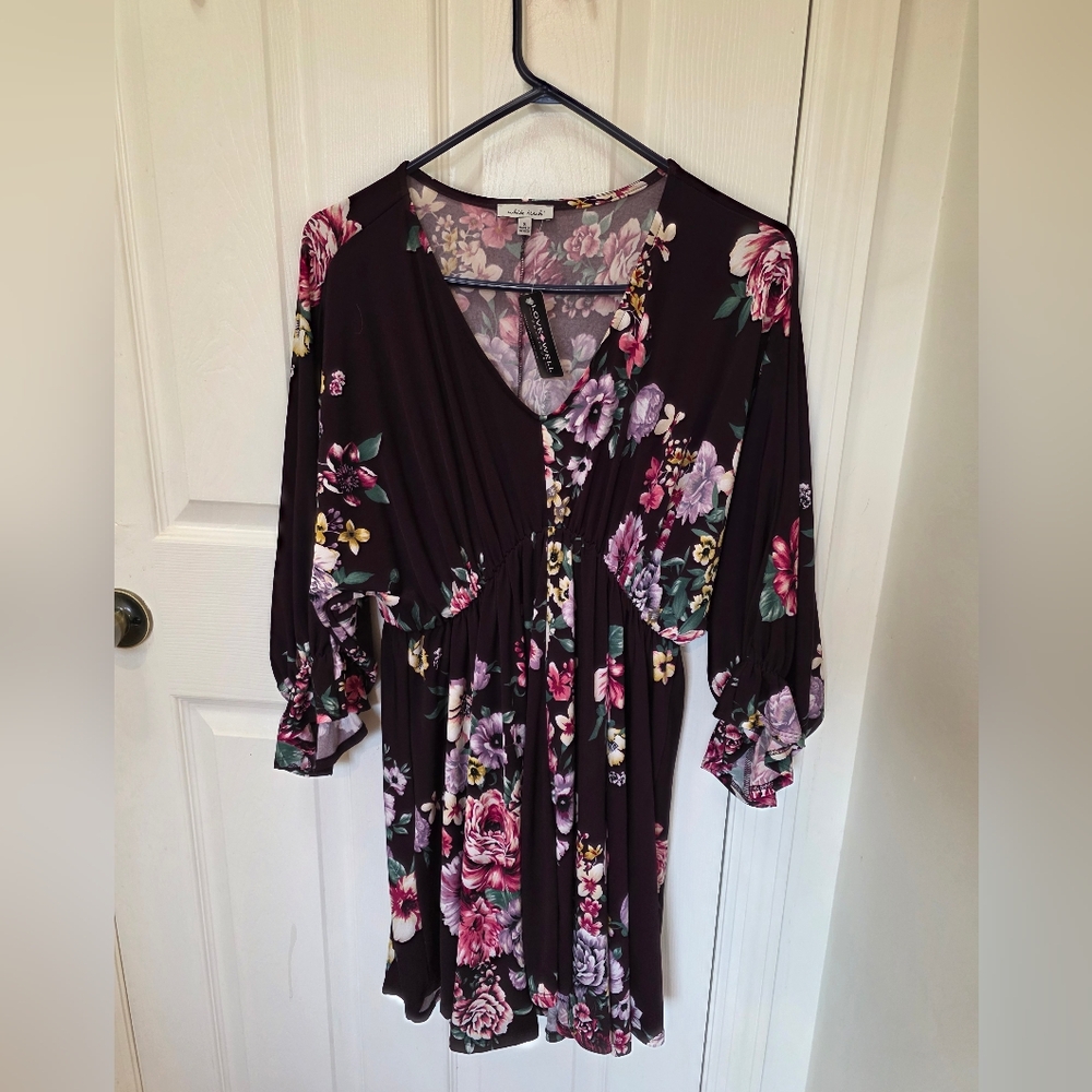 White Birch Floral V-Neck Dress